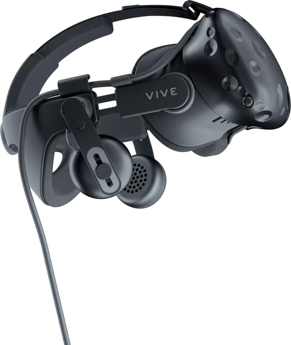 VIVE deluxe audio strap with VIVE VR headset.