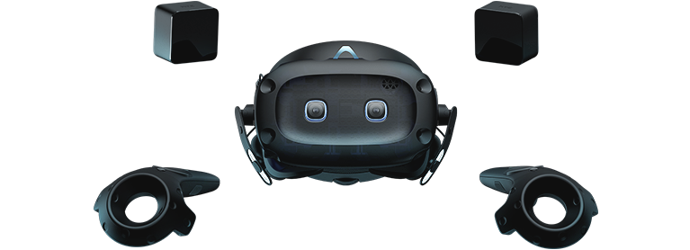 带2个定位器和2个操控手柄的VIVE Cosmos 精英版 VR头戴式设备。 SteamVRTM 追踪. 